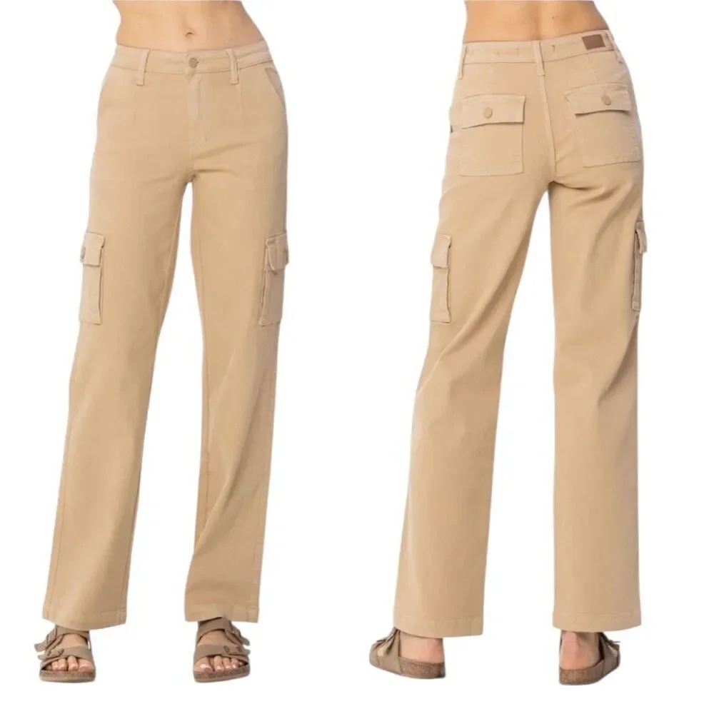 Judy Blue Y2K Khaki Cargo Straight Leg Stretchy‎ Cotton Pants 18W - Picture 3 of 8